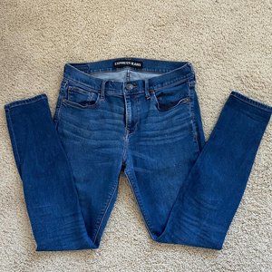 Express Mid Rise Denim Dark Wash Ankle Leggings